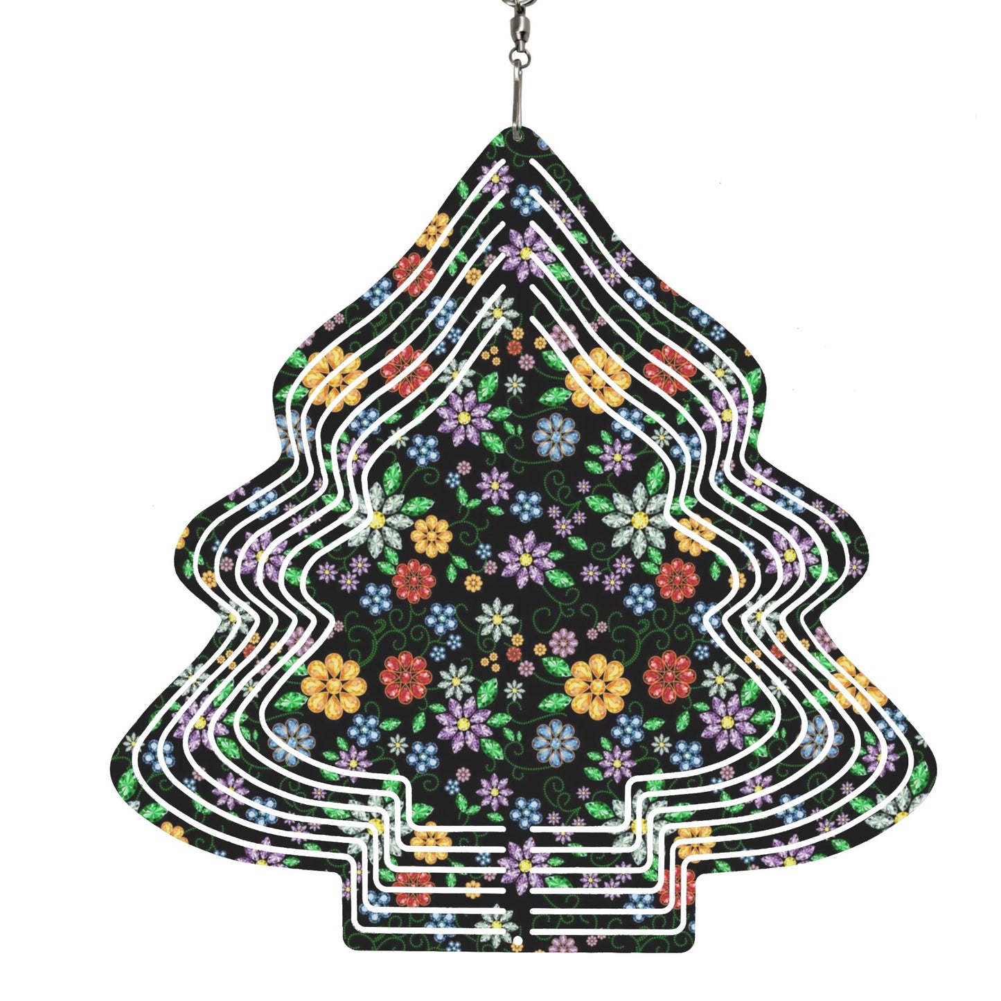 Métis Inspired Floral Beaded Christmas Tree Wind Spinner