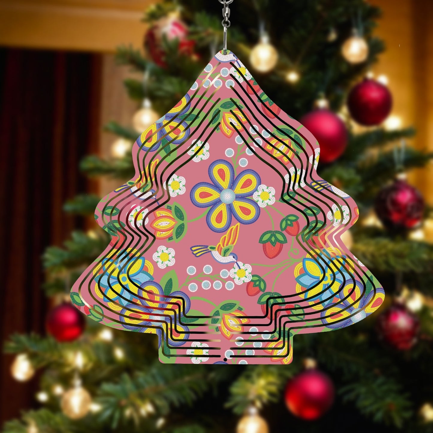 Métis Floral Beaded Christmas Tree Wind Spinner