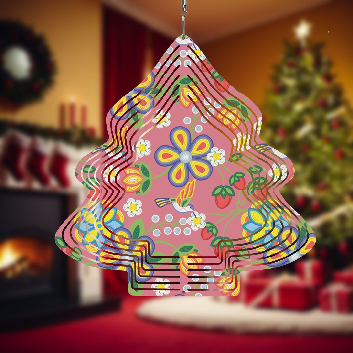 Métis Floral Beaded Christmas Tree Wind Spinner