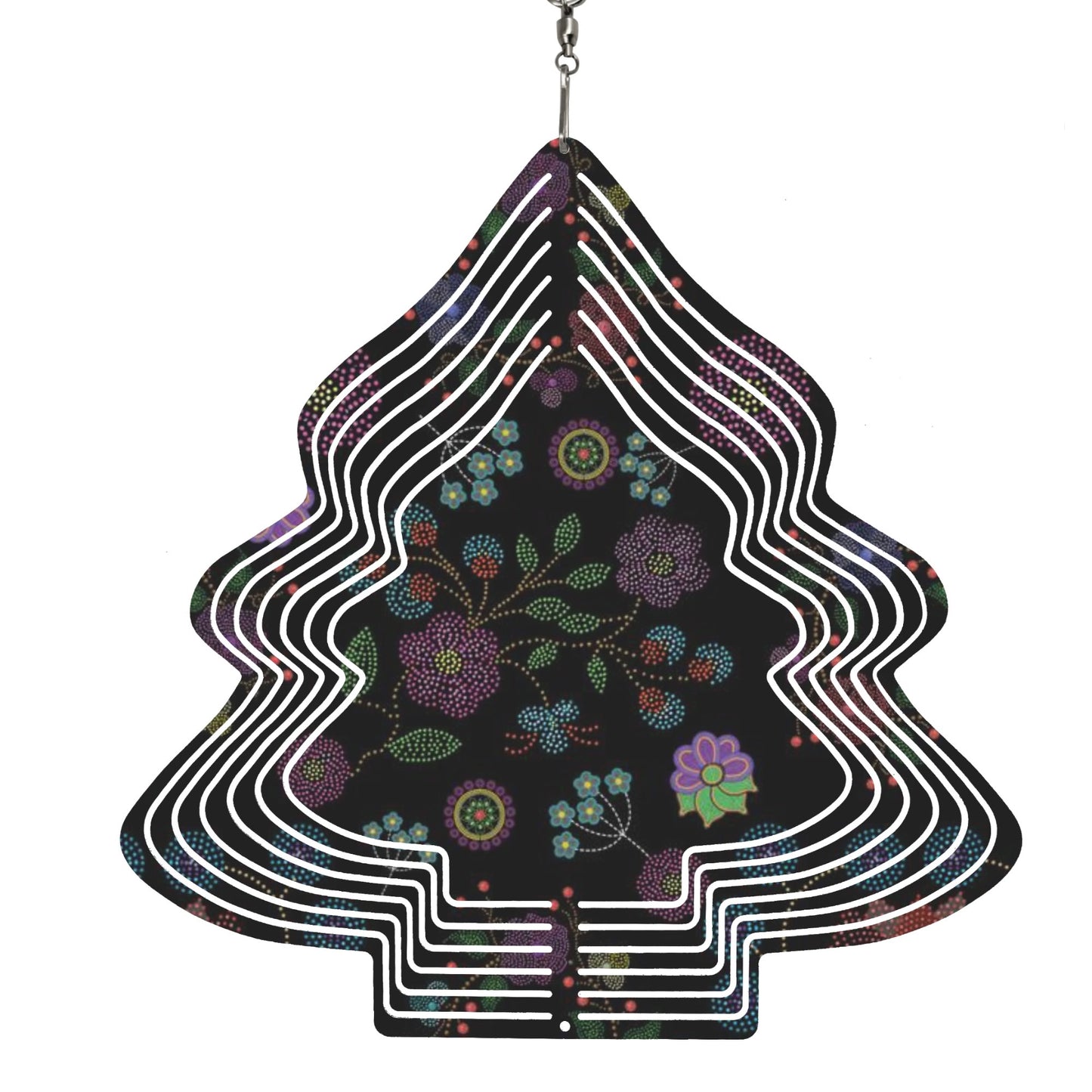 Métis Floral Dotted Christmas Tree Wind Spinner