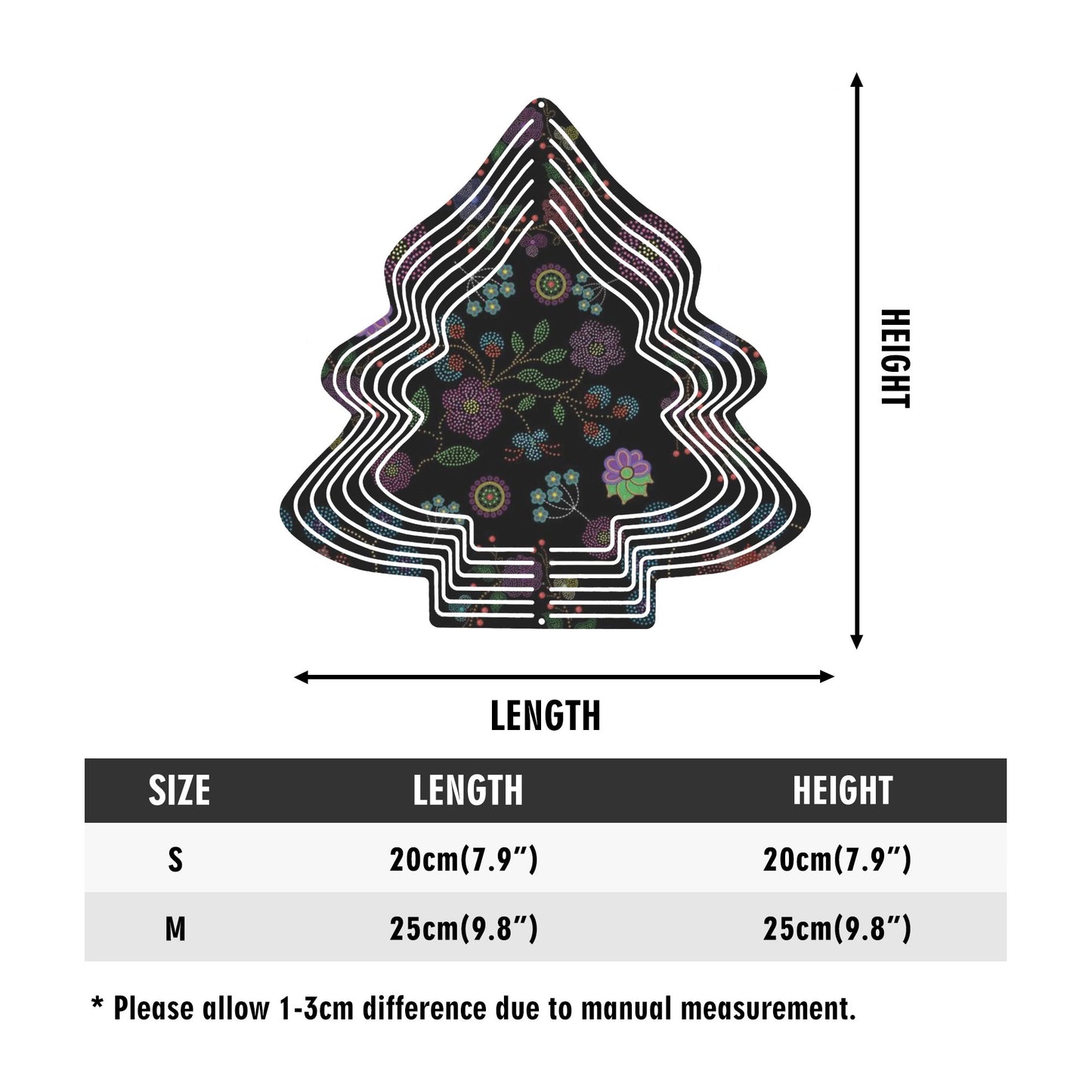 Métis Floral Dotted Christmas Tree Wind Spinner