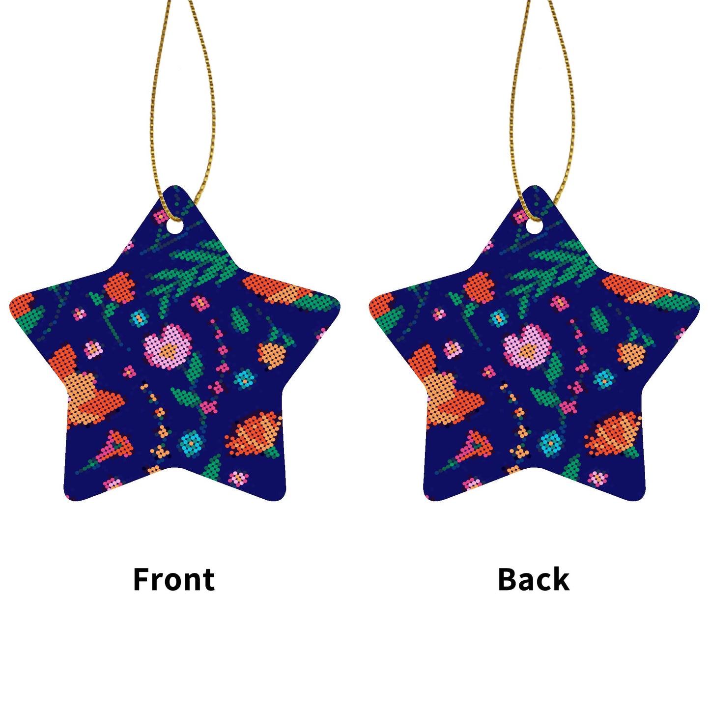 Métis Digital Dotted Floral Christmas Ceramic Ornament