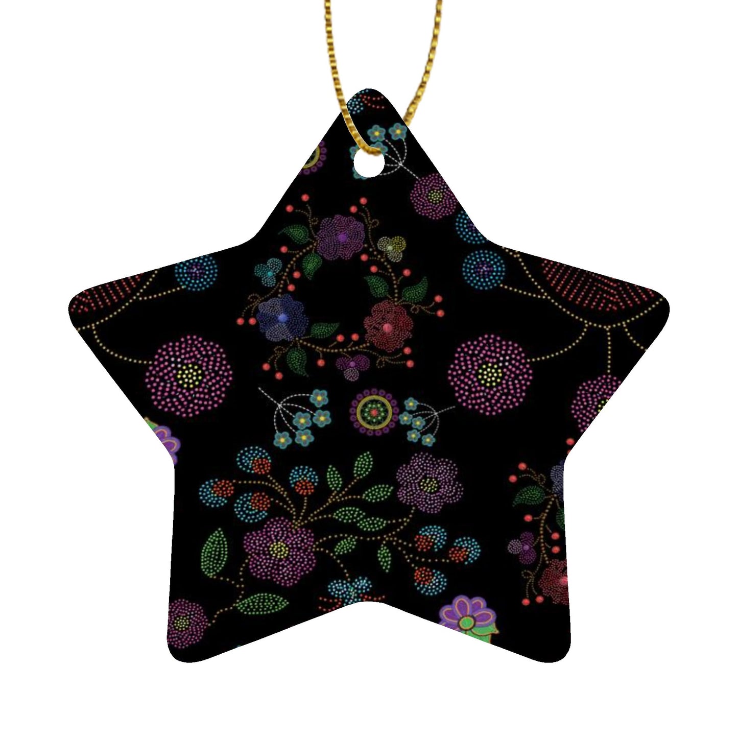 Métis Floral Dotted Christmas Ceramic Ornament