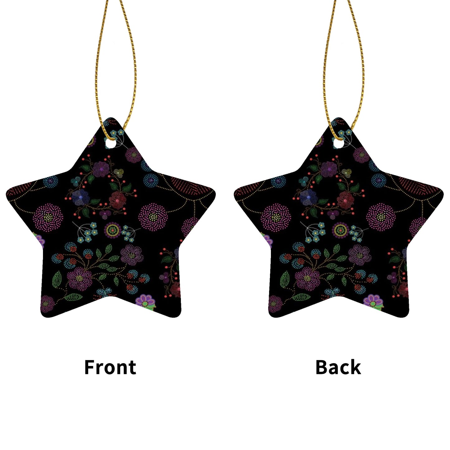 Métis Floral Dotted Christmas Ceramic Ornament