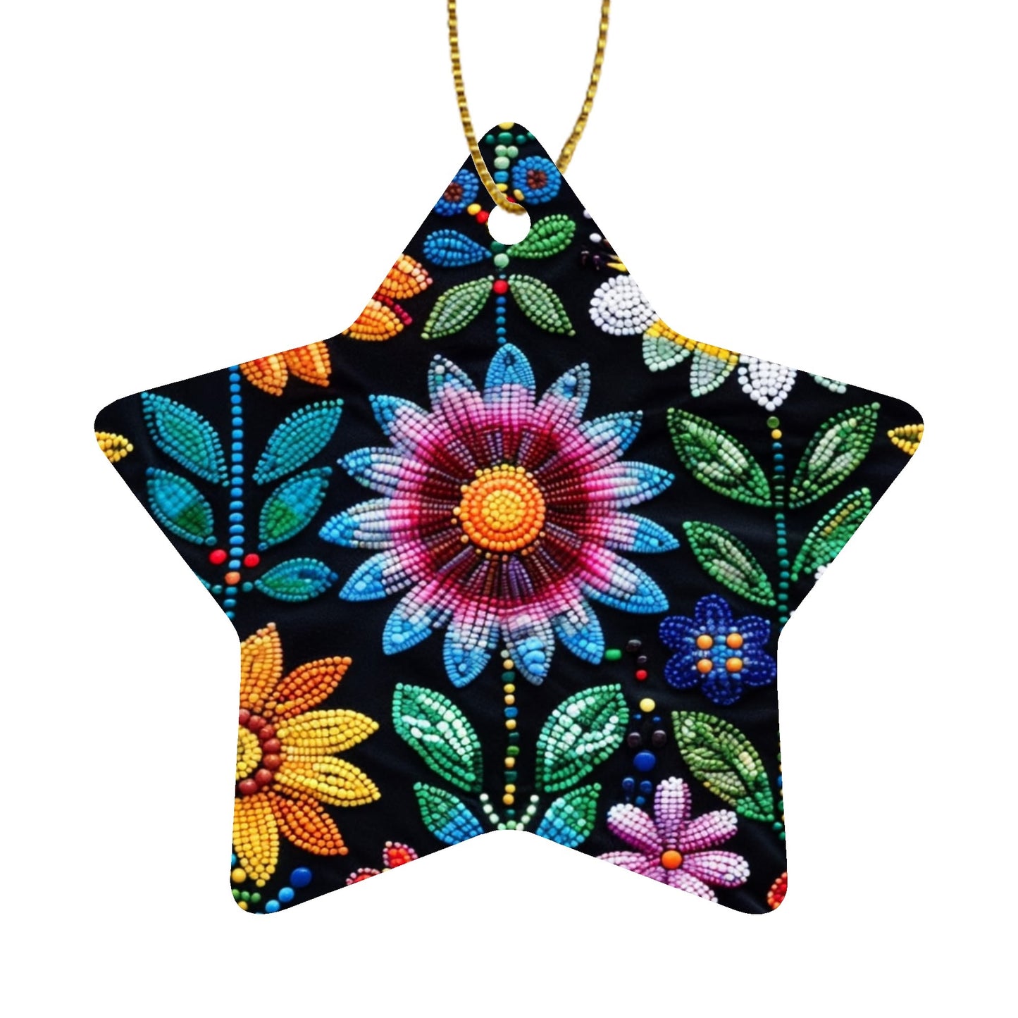 Summer Flower Beaded Christmas Ceramic Ornament