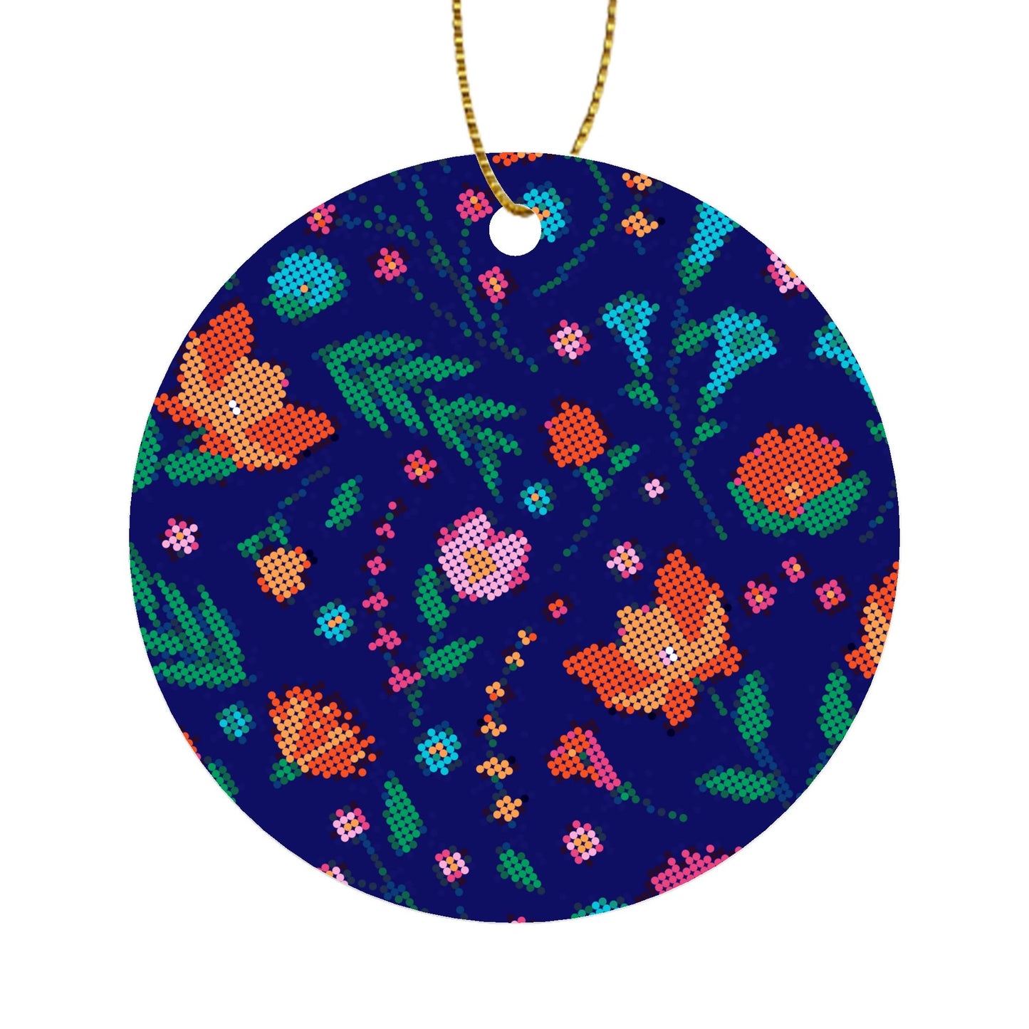 Métis Digital Dotted Floral Round Ornament Set