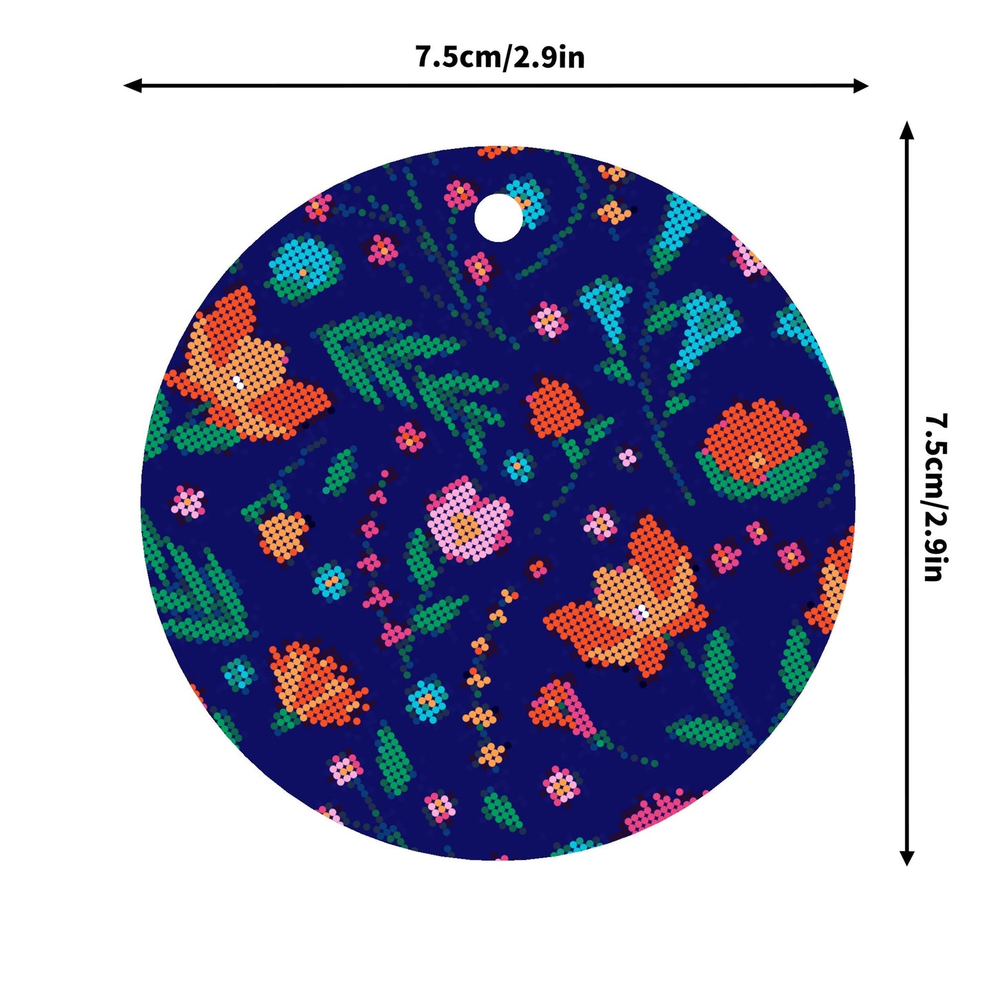 Métis Digital Dotted Floral Round Ornament Set