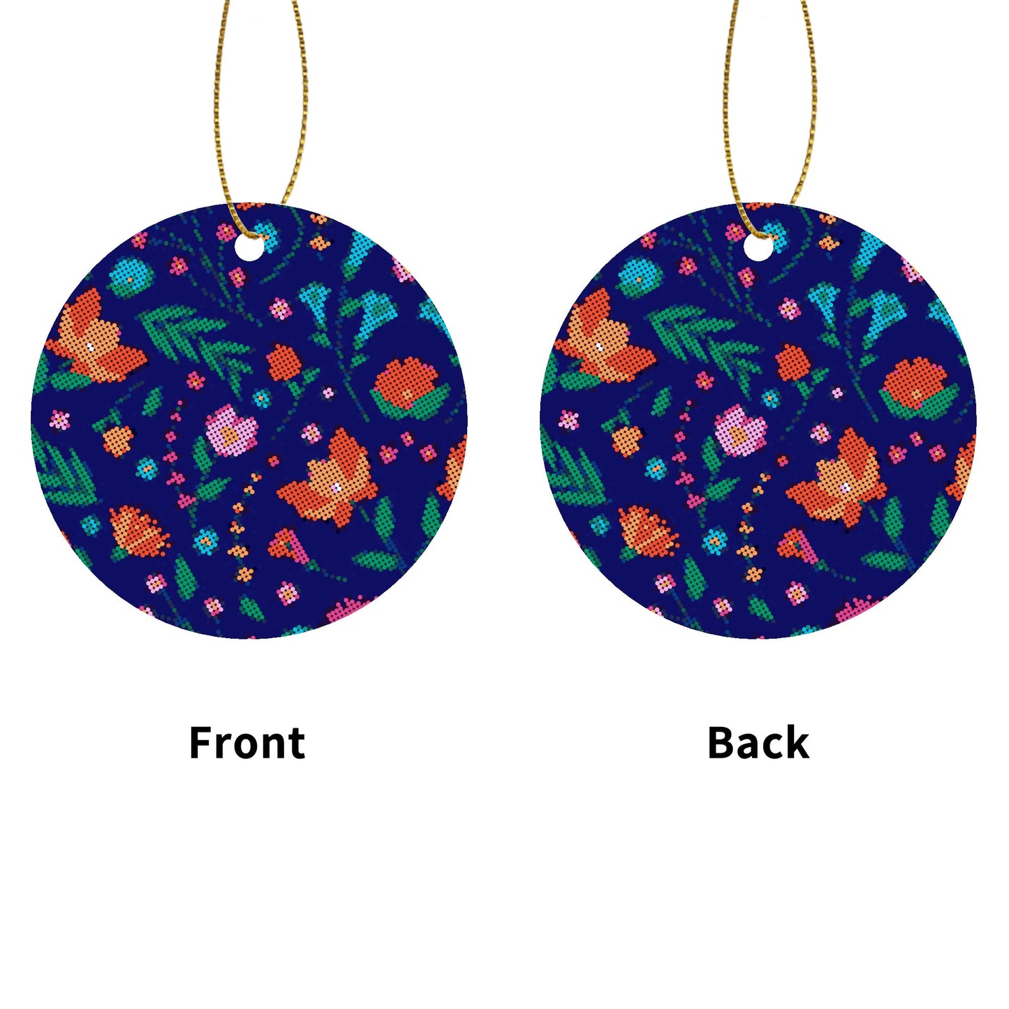 Métis Digital Dotted Floral Round Ornament Set