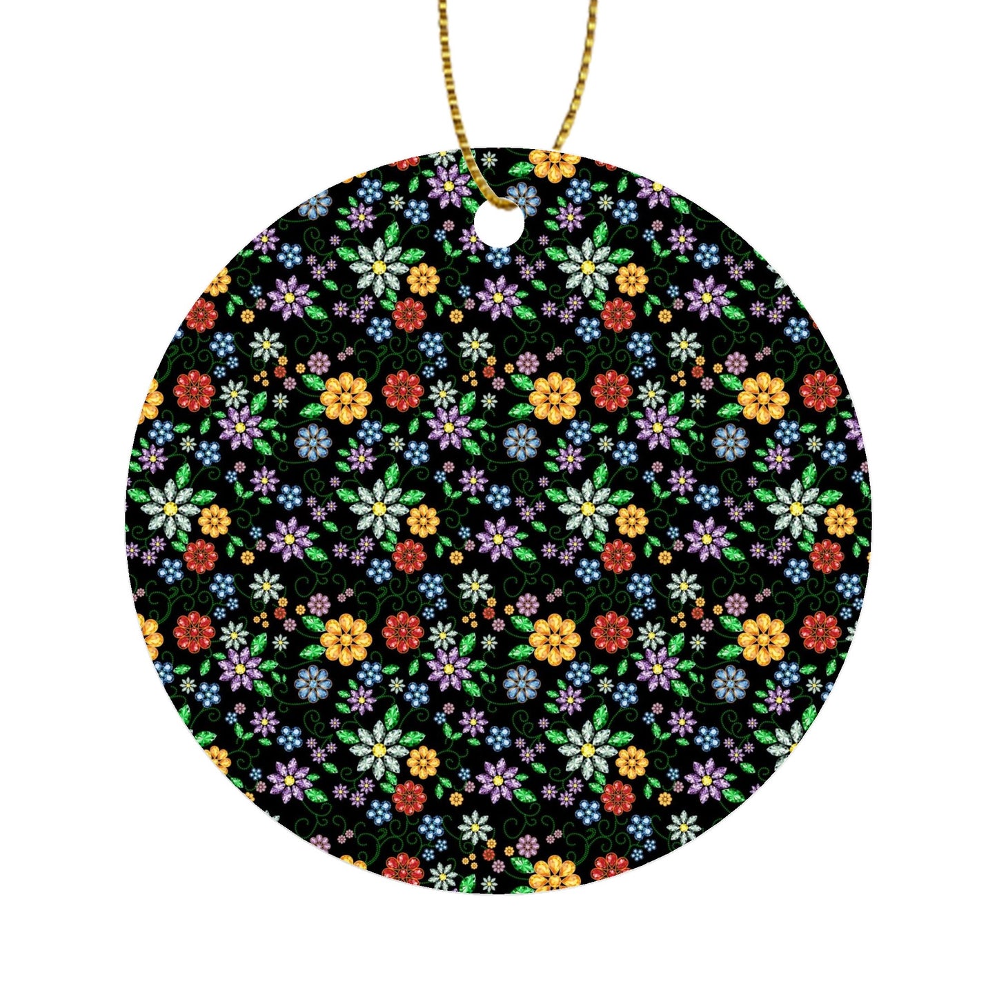 Métis Inspired Floral Beaded Round Ornament Set