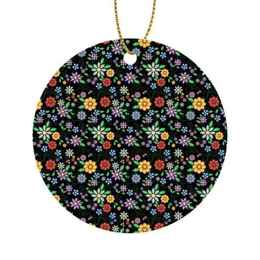 Métis Inspired Floral Beaded Round Ornament Set