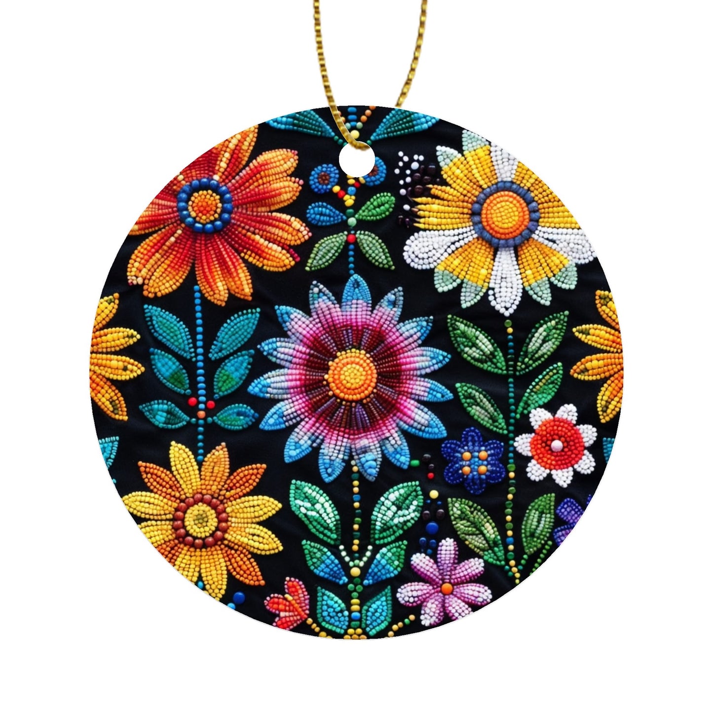 Summer Flower Beaded Round Ornament Set