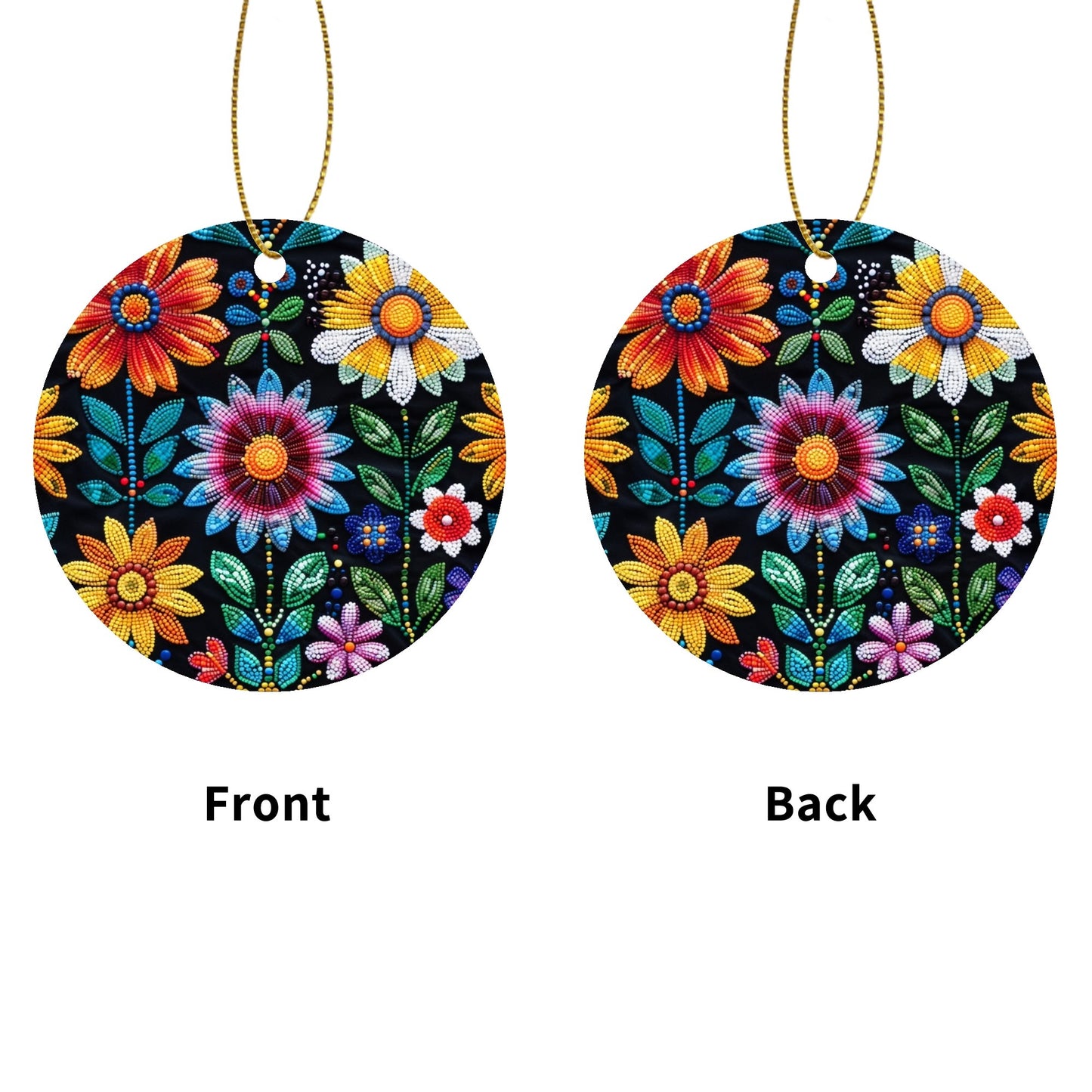 Summer Flower Beaded Round Ornament Set