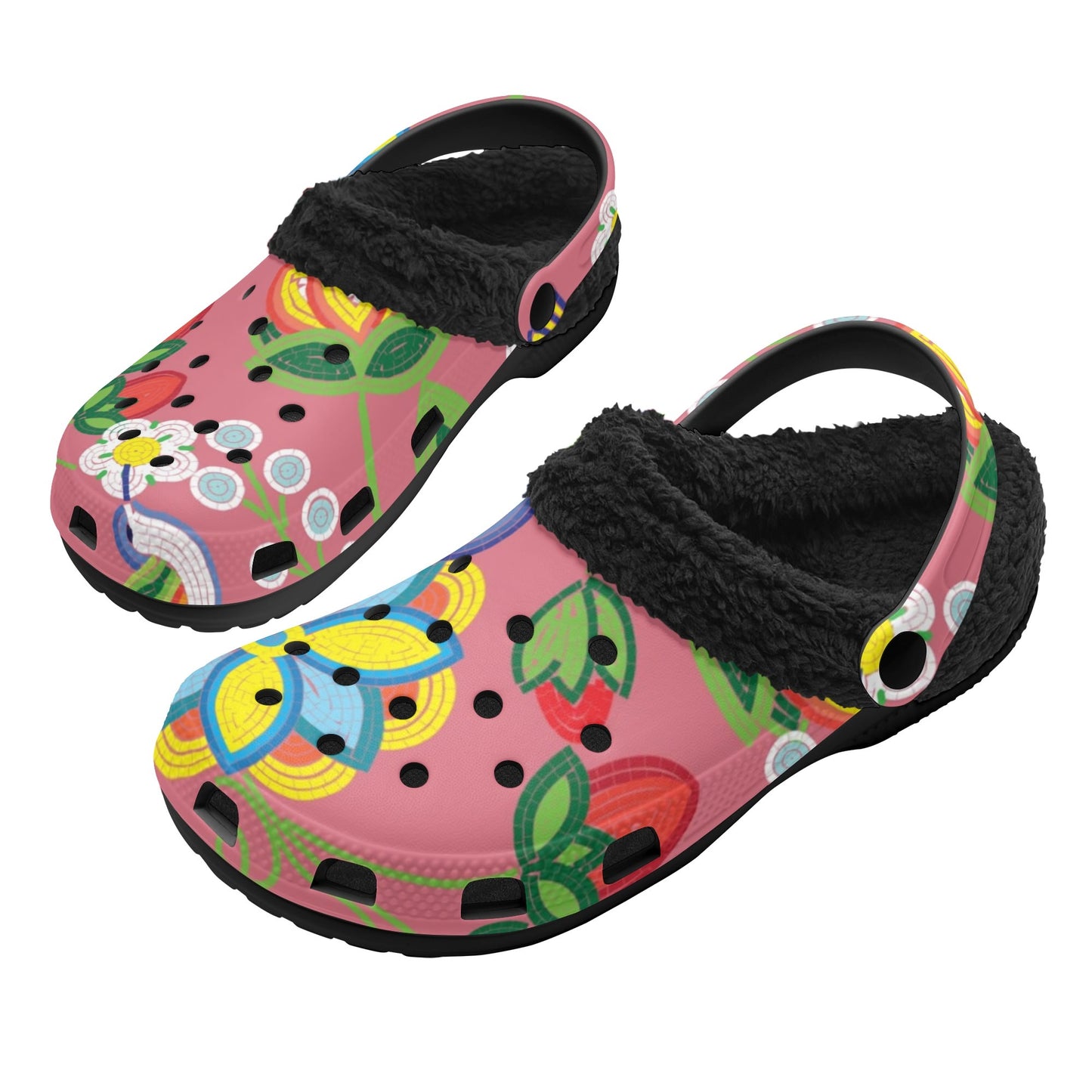 Unisex Métis Floral Beaded Fleece Lined Clogs