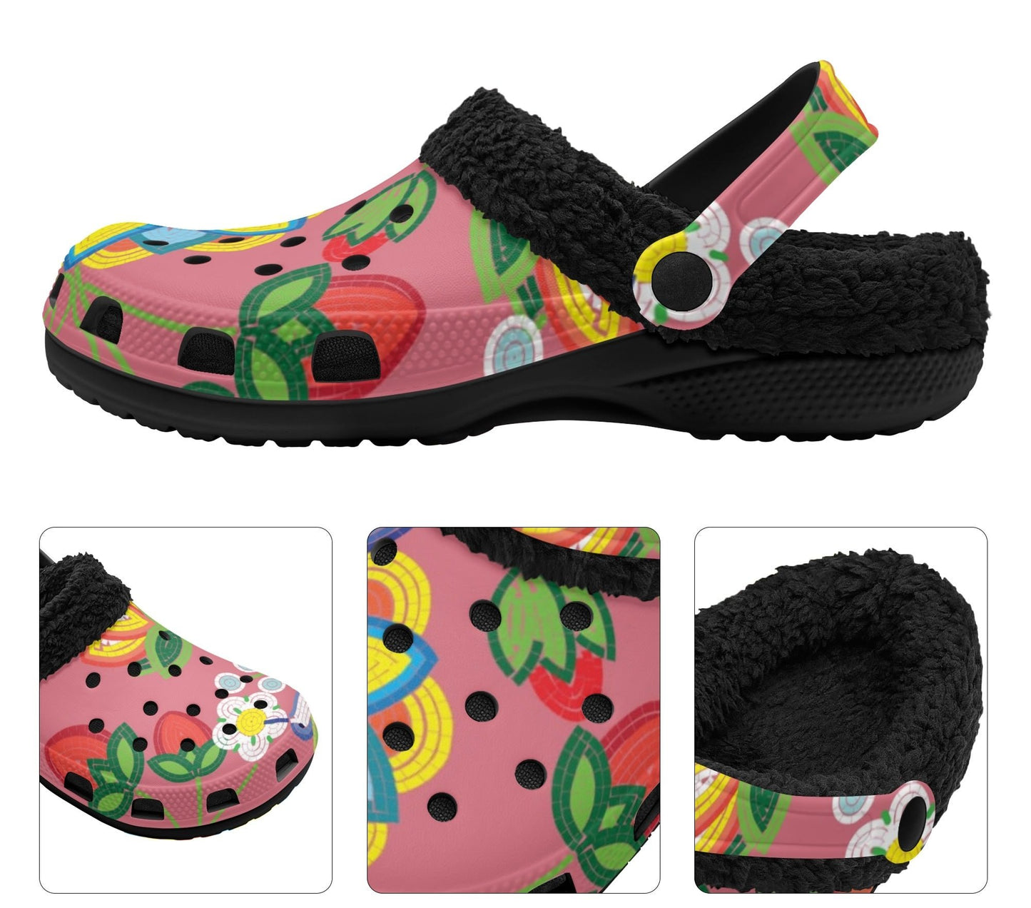 Unisex Métis Floral Beaded Fleece Lined Clogs