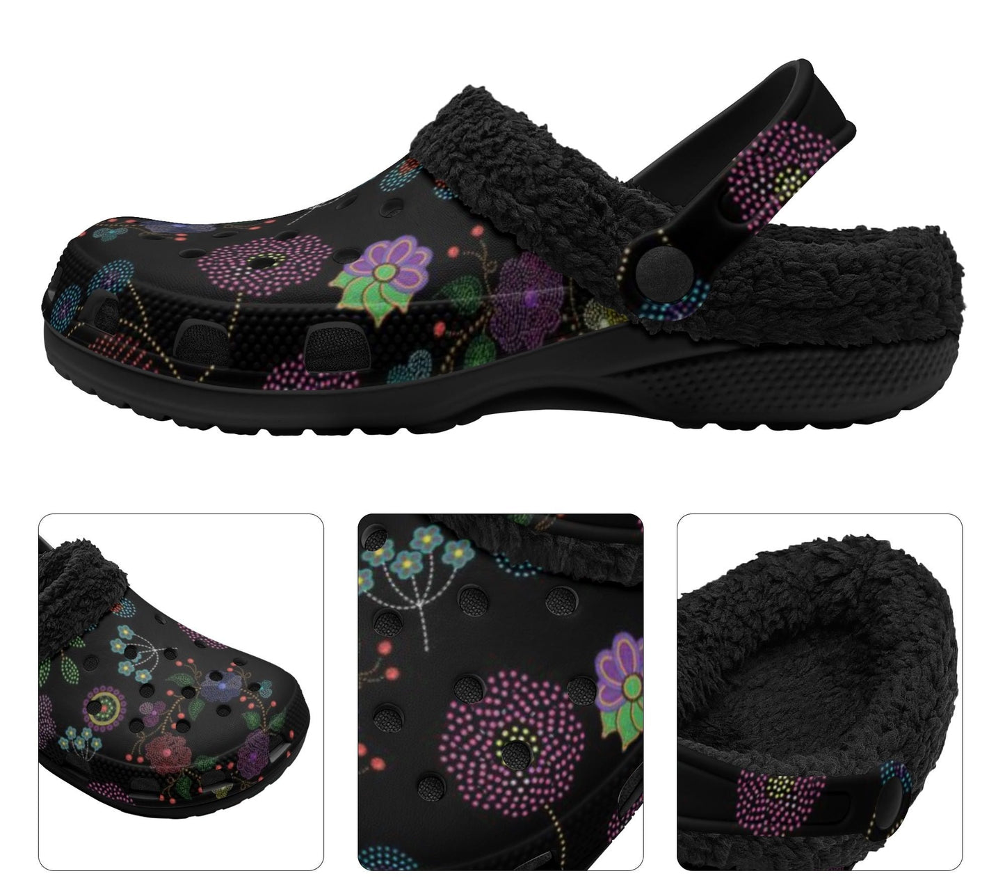 Unisex Métis Floral Dotted Fleece Lined Clogs