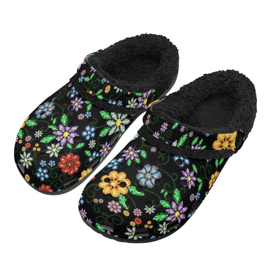 Unisex Métis Inspired Floral Beaded Fleece Lined Clogs