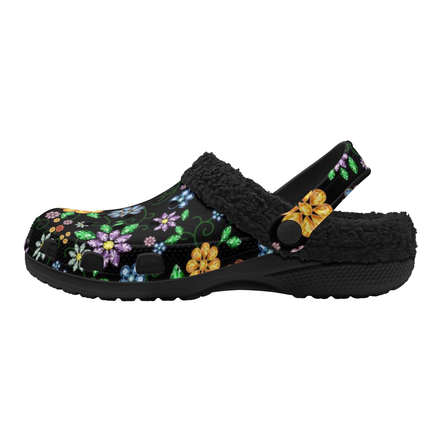 Unisex Métis Inspired Floral Beaded Fleece Lined Clogs