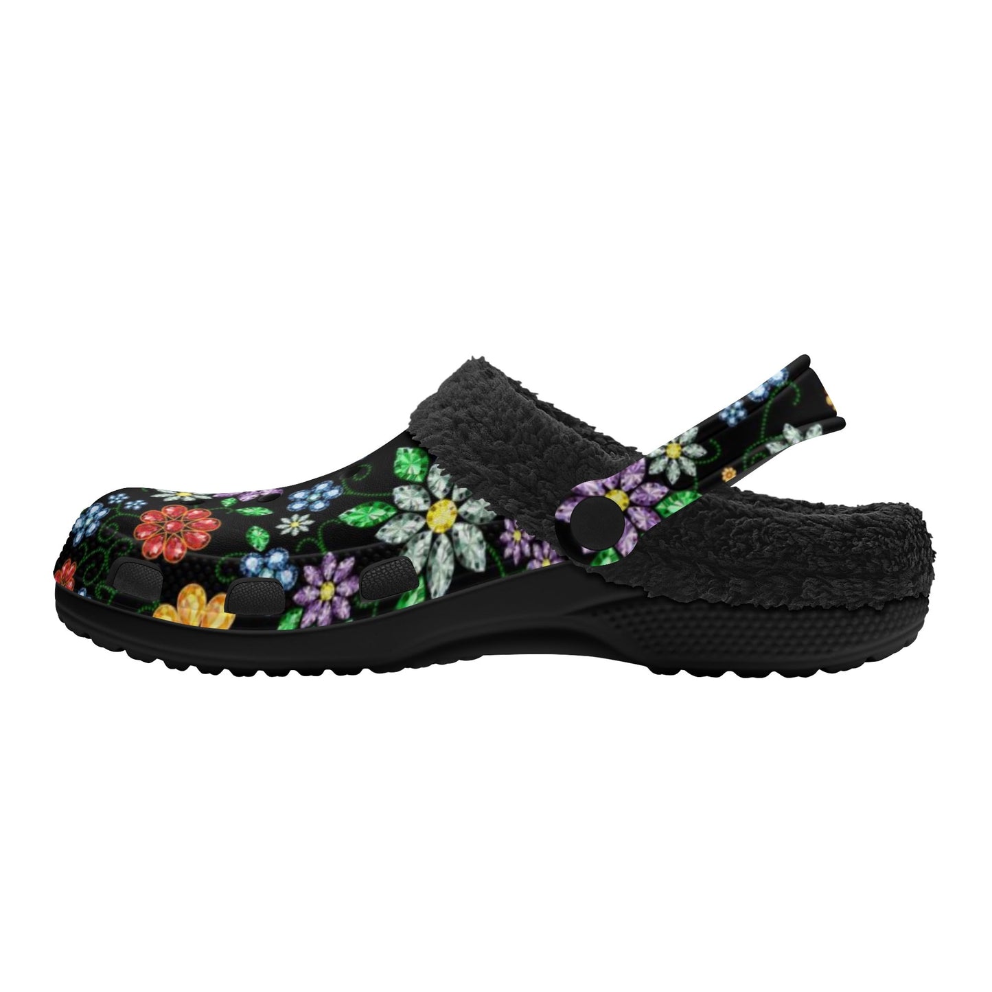 Unisex Métis Inspired Floral Beaded Fleece Lined Clogs