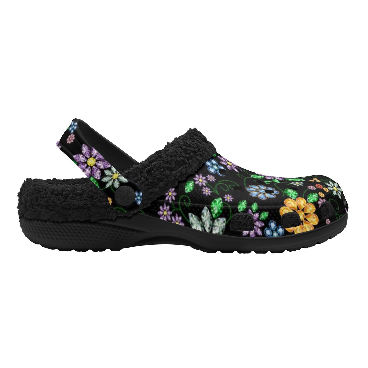 Unisex Métis Inspired Floral Beaded Fleece Lined Clogs