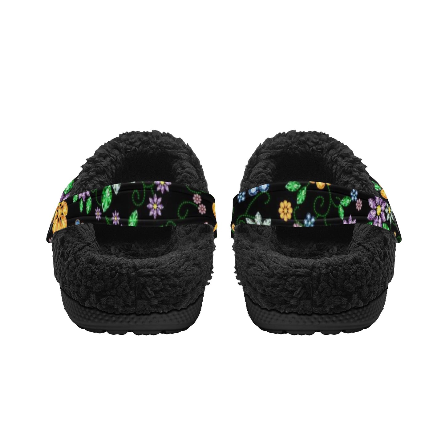 Unisex Métis Inspired Floral Beaded Fleece Lined Clogs