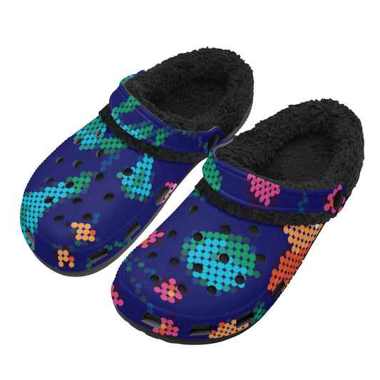 Unisex Métis Digital Dotted Floral Beaded Fleece Lined Clogs