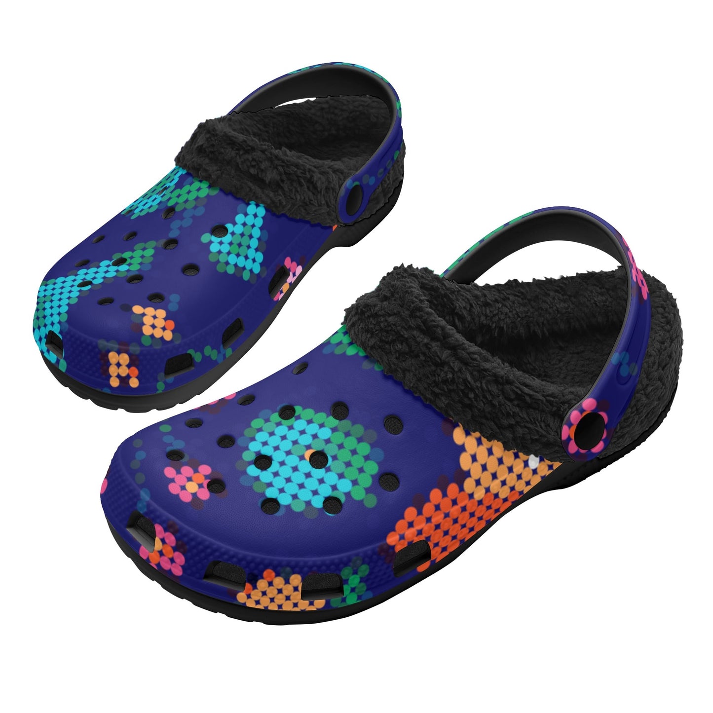 Unisex Métis Digital Dotted Floral Beaded Fleece Lined Clogs