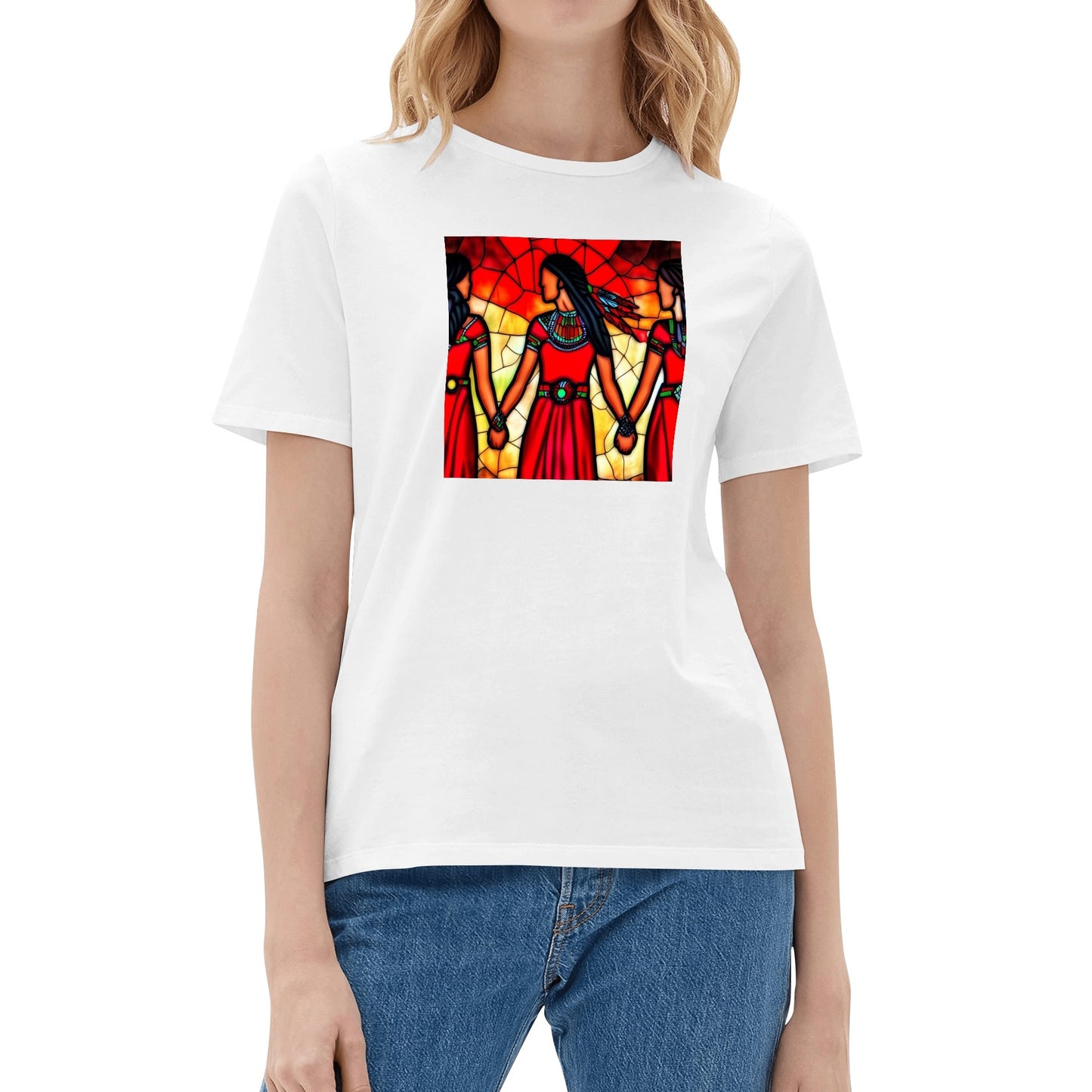 Women's Stained Glass MMIW Red Dress Cotton T-Shirt