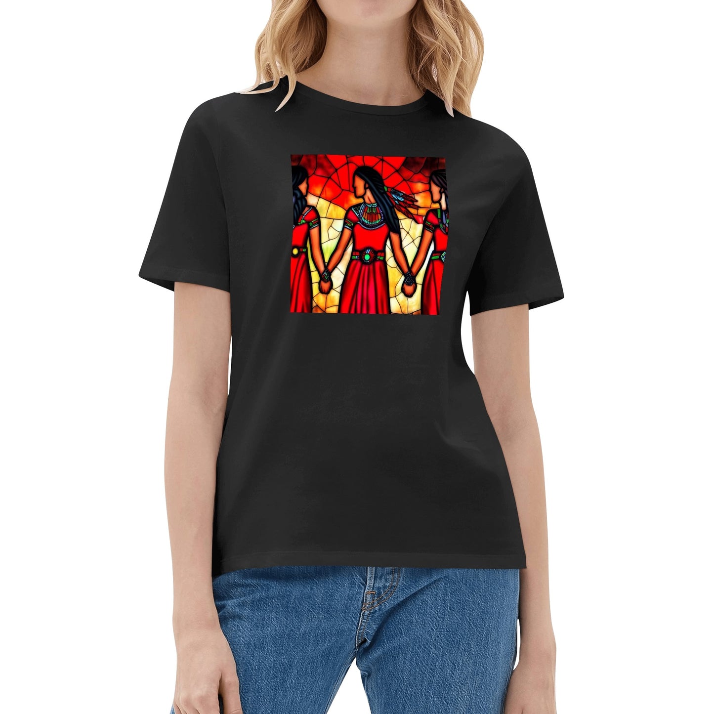 Women's Stained Glass MMIW Red Dress Cotton T-Shirt