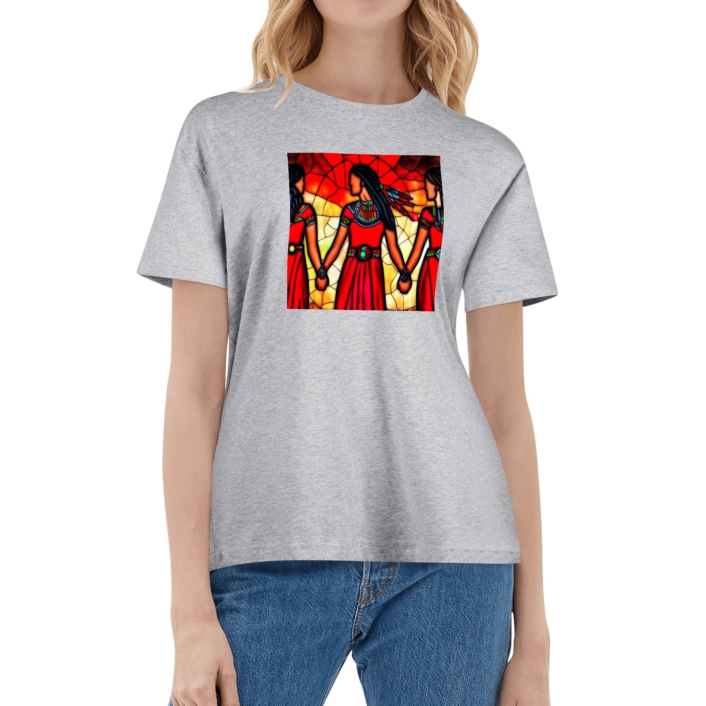 Women's Stained Glass MMIW Red Dress Cotton T-Shirt