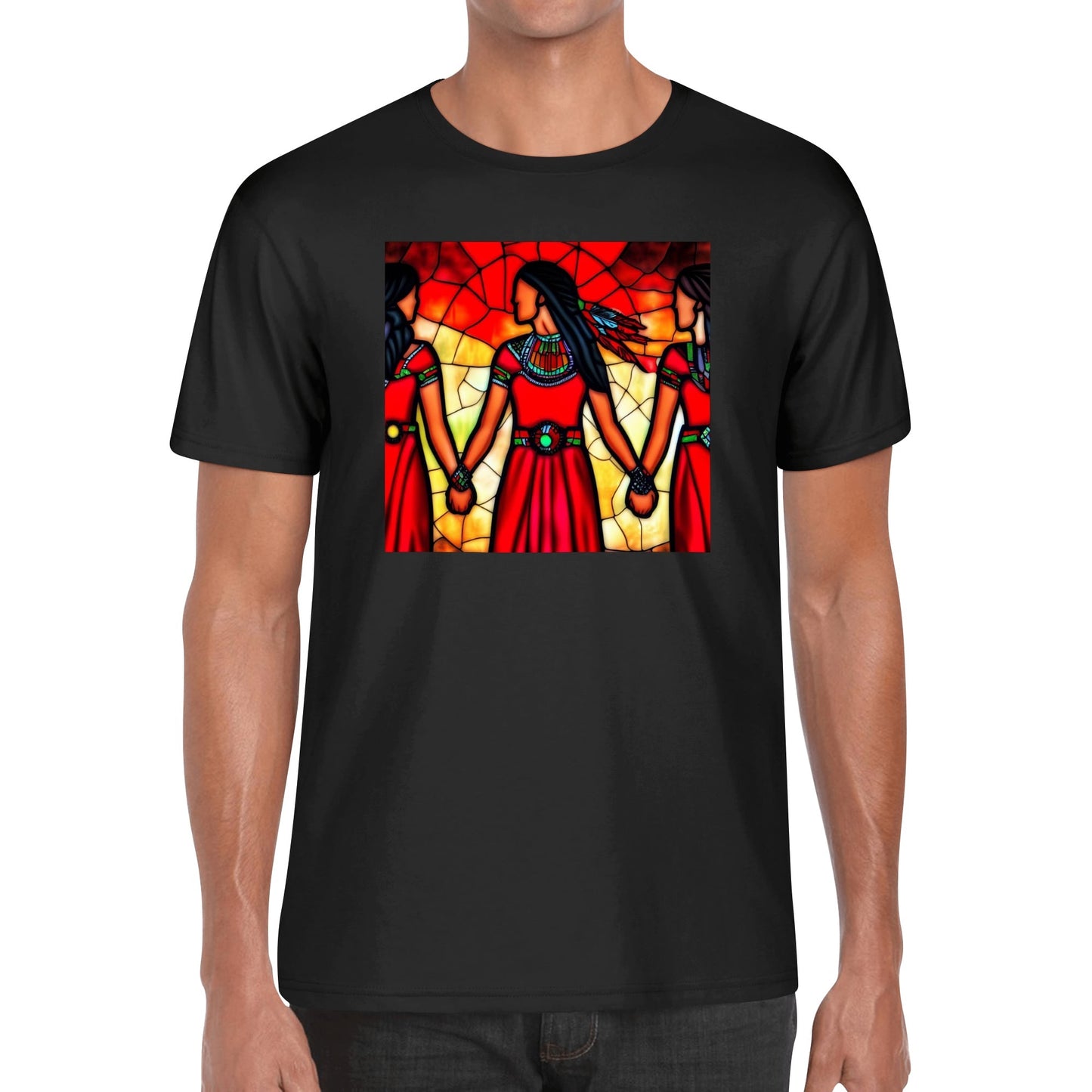 Men's Stained Glass MMIW Red Dress Cotton T-Shirt