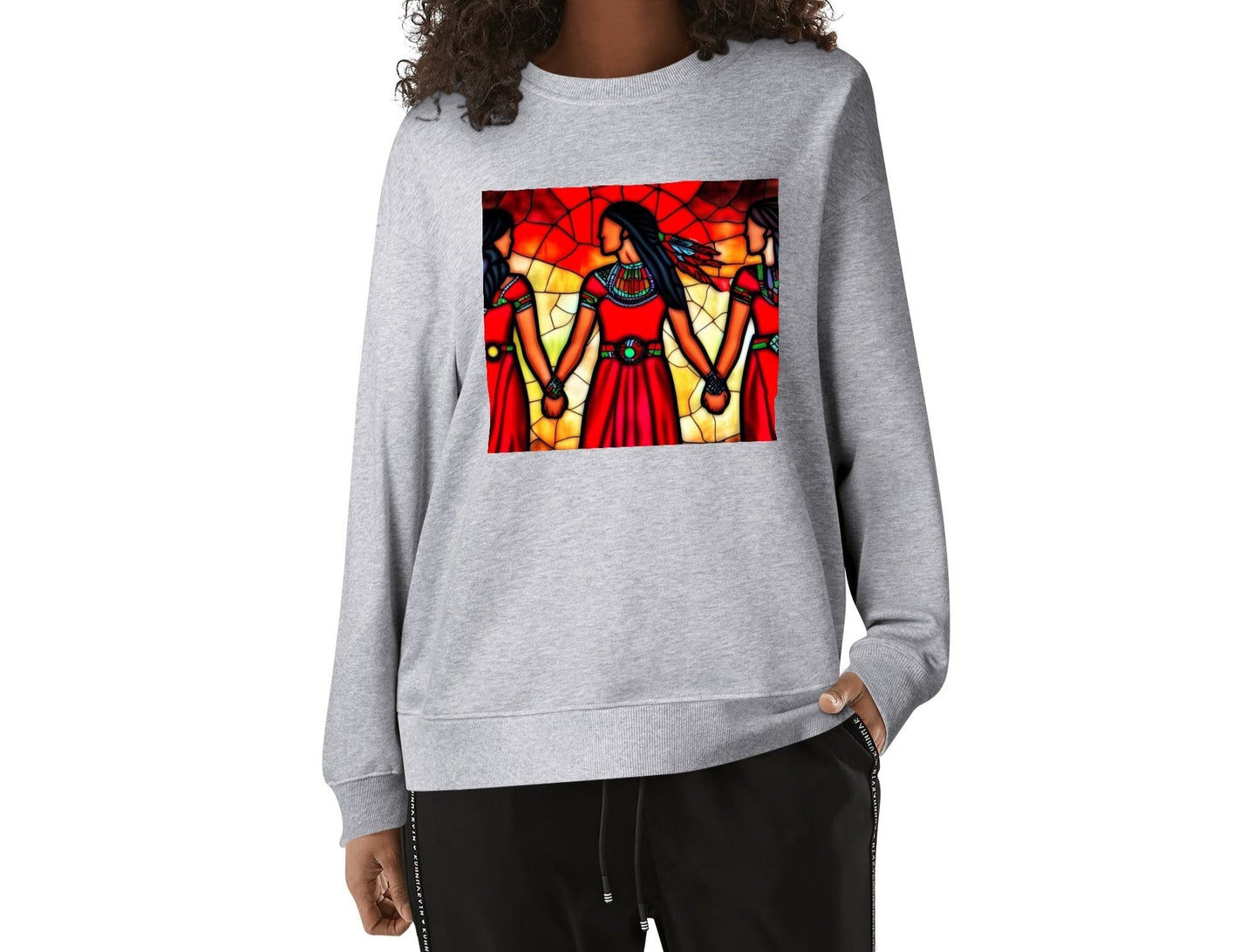 Unisex Stained Glass MMIW Red Dress Cotton Sweatshirt