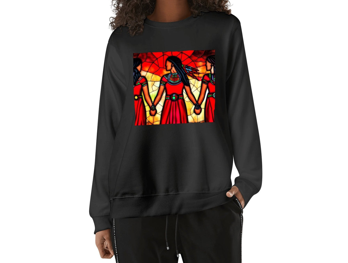 Unisex Stained Glass MMIW Red Dress Cotton Sweatshirt