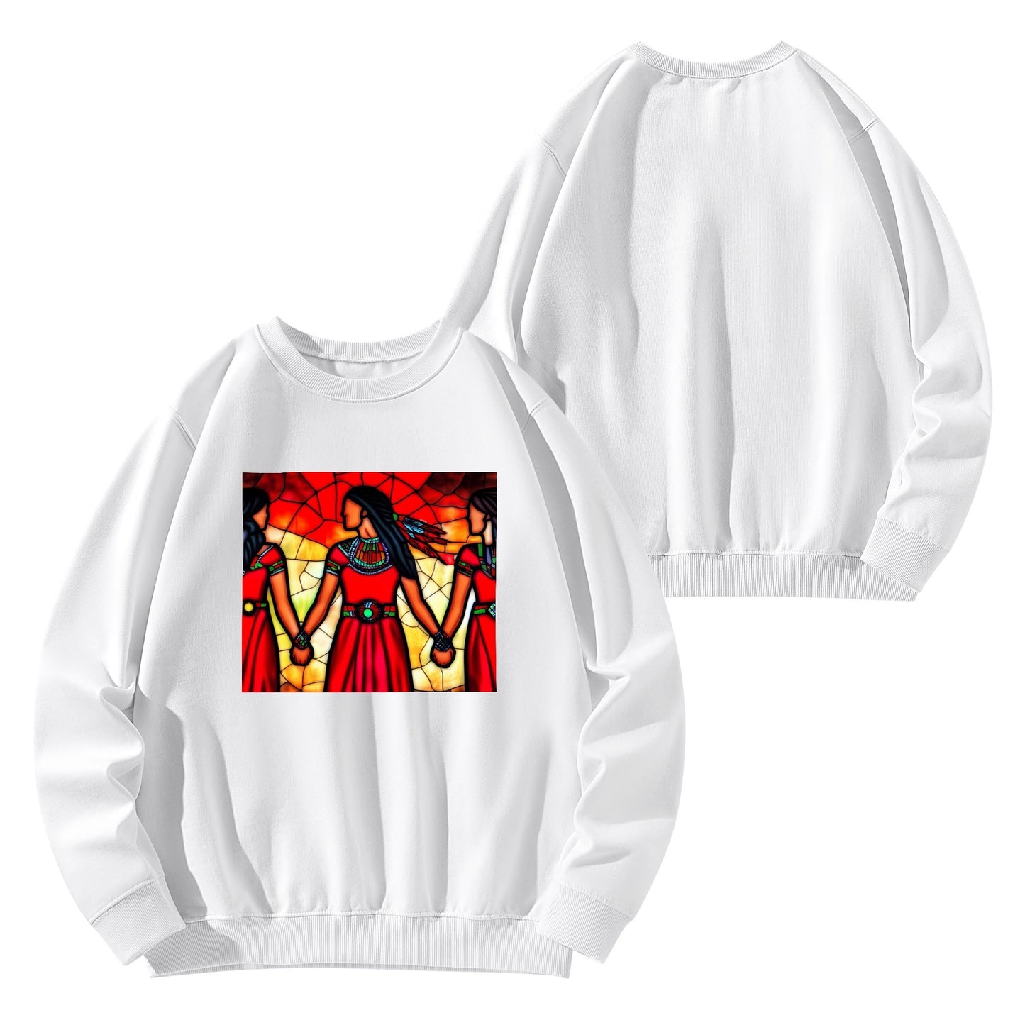 Unisex Stained Glass MMIW Red Dress Cotton Sweatshirt