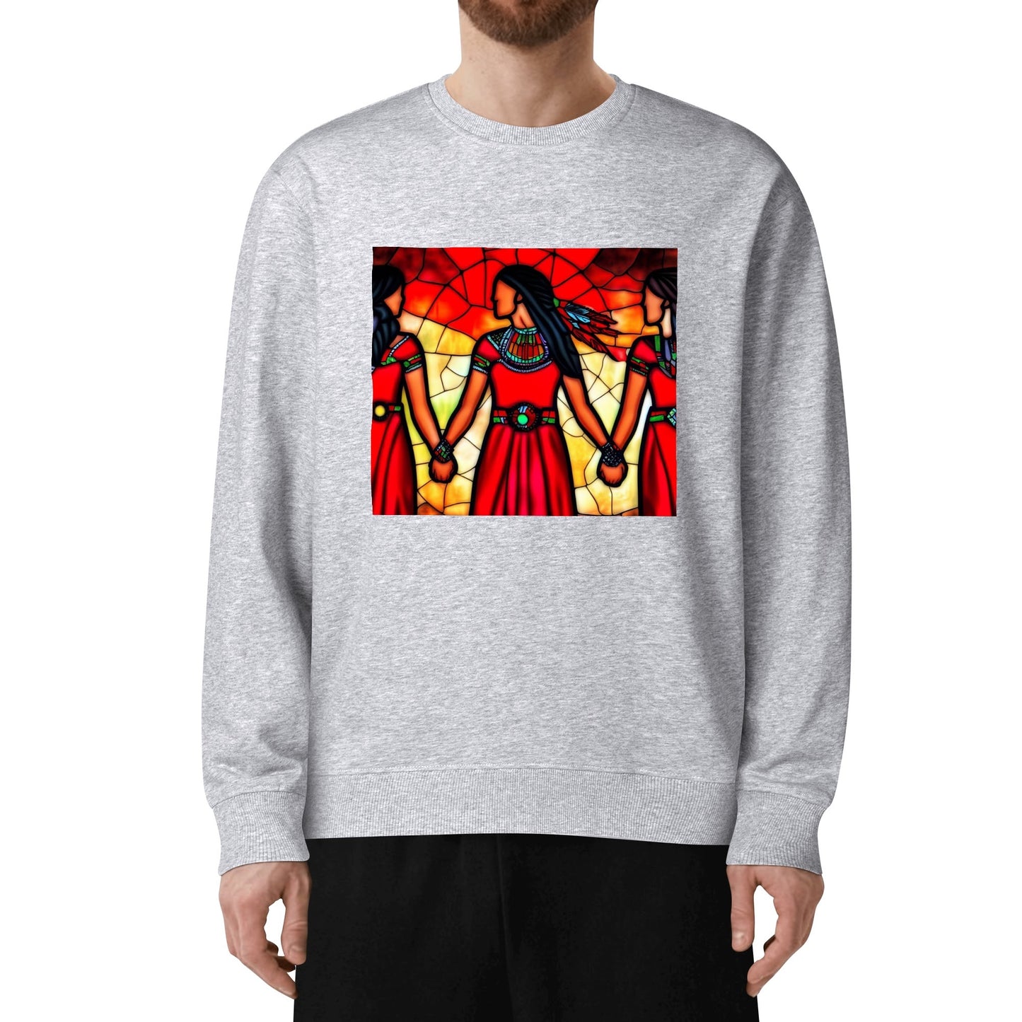 Unisex Stained Glass MMIW Red Dress Cotton Sweatshirt