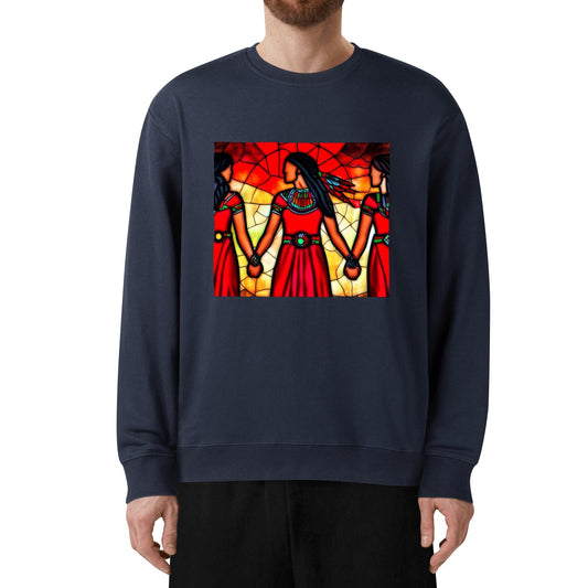 Unisex Stained Glass MMIW Red Dress Cotton Sweatshirt