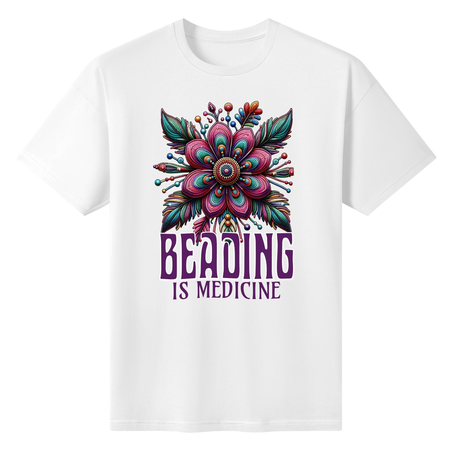 Women's Purple Beading is Medicine Cotton T-Shirt