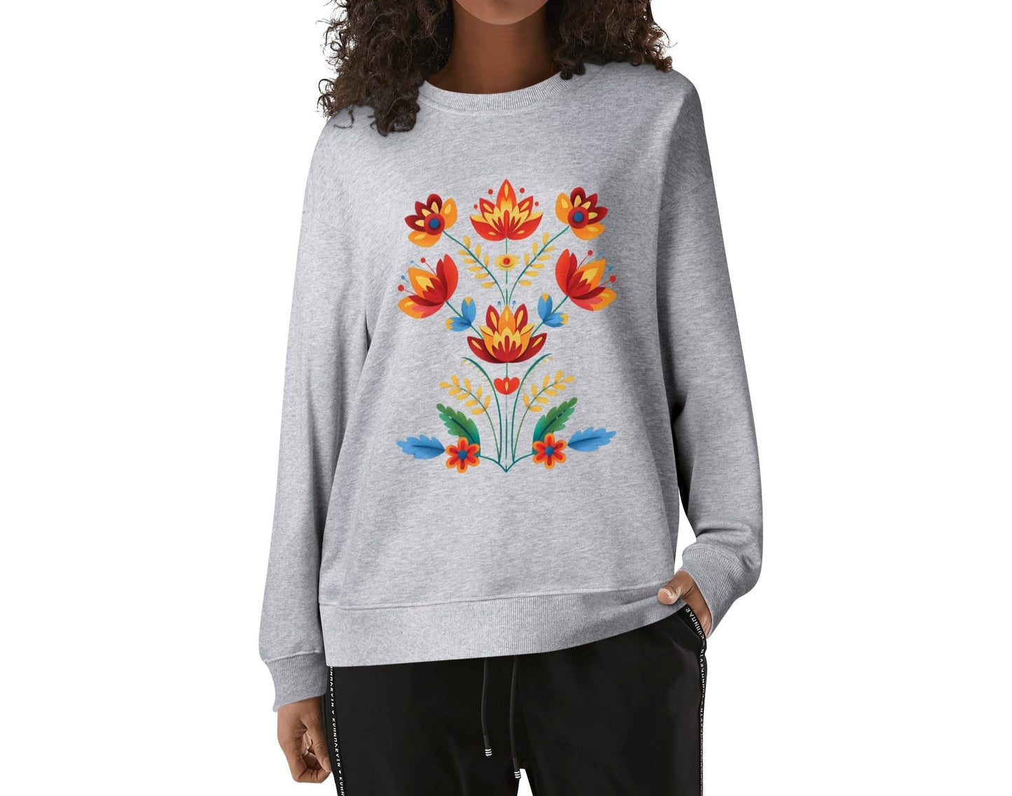 Unisex Floral Print Cotton Sweatshirt