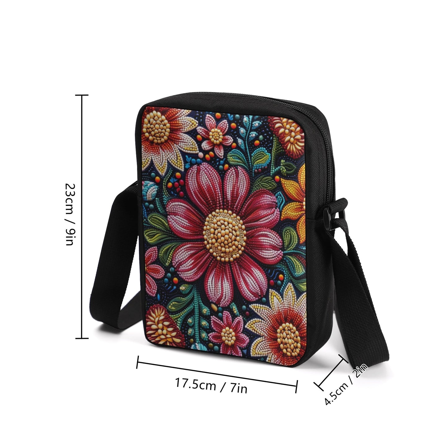 Fall Beaded Print Cross Body Bag