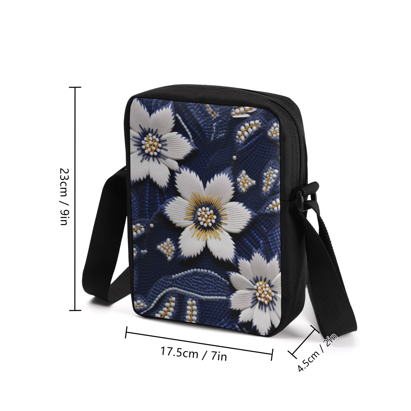 Winter Beaded Print Cross Body Bag