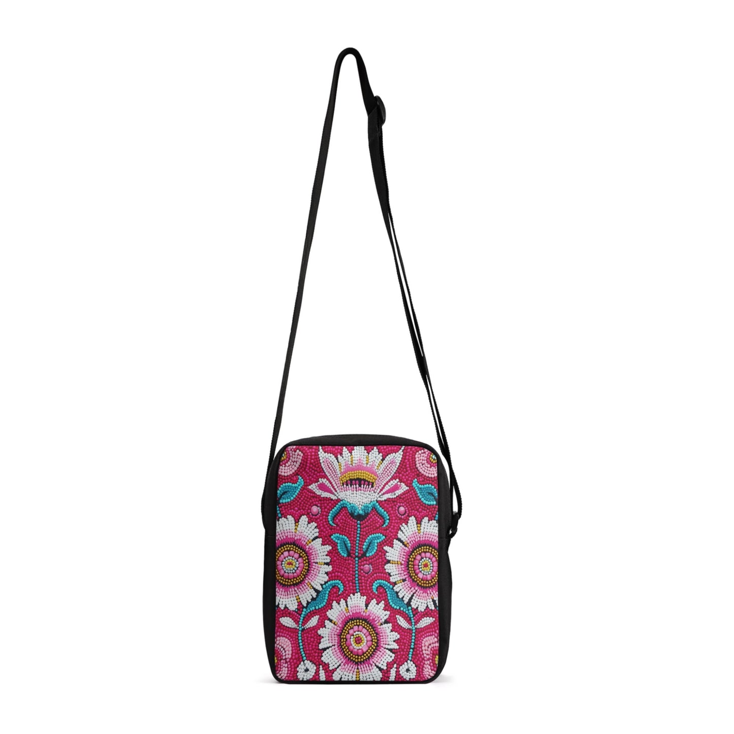 Pink Floral Beaded Cross Body Bag