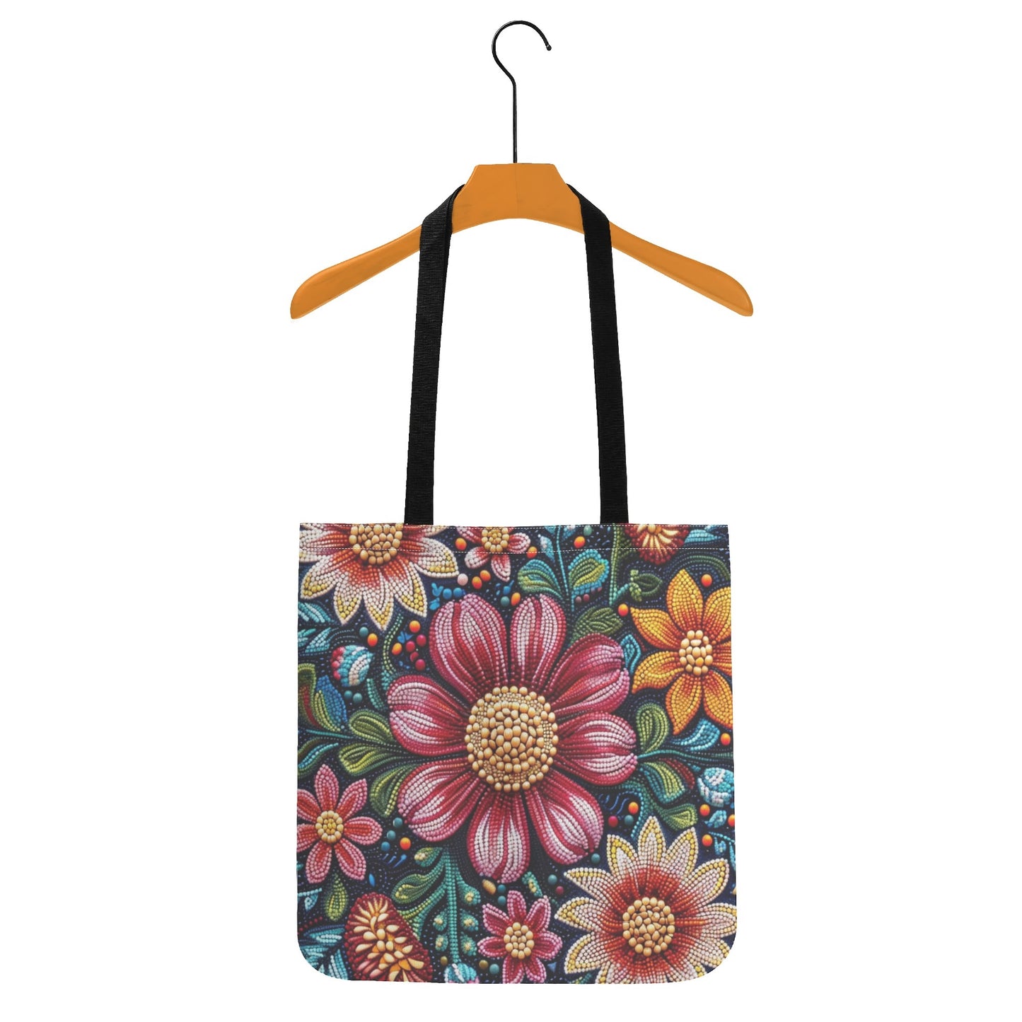 Fall Beaded Print Tote Bag