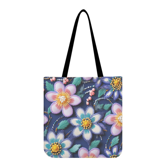 Spring Beaded Print Tote Bag