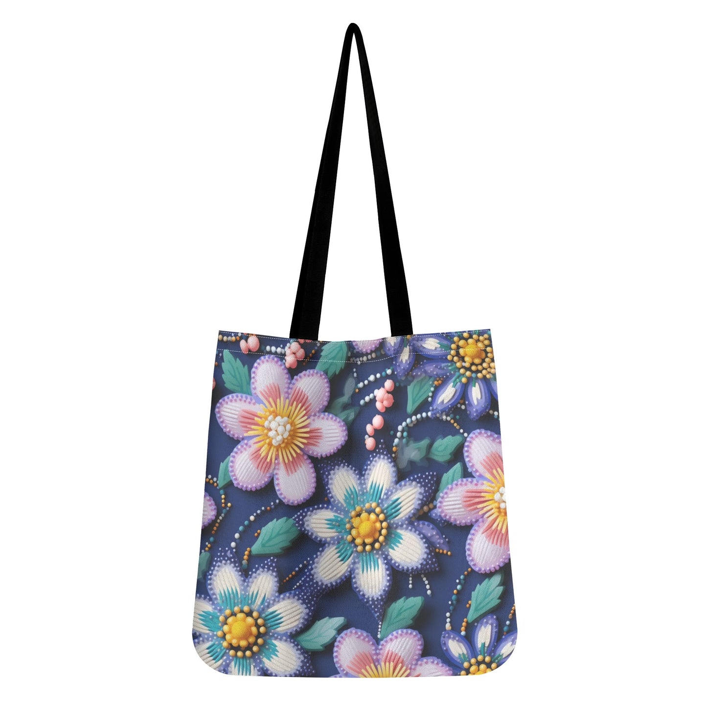 Spring Beaded Print Tote Bag