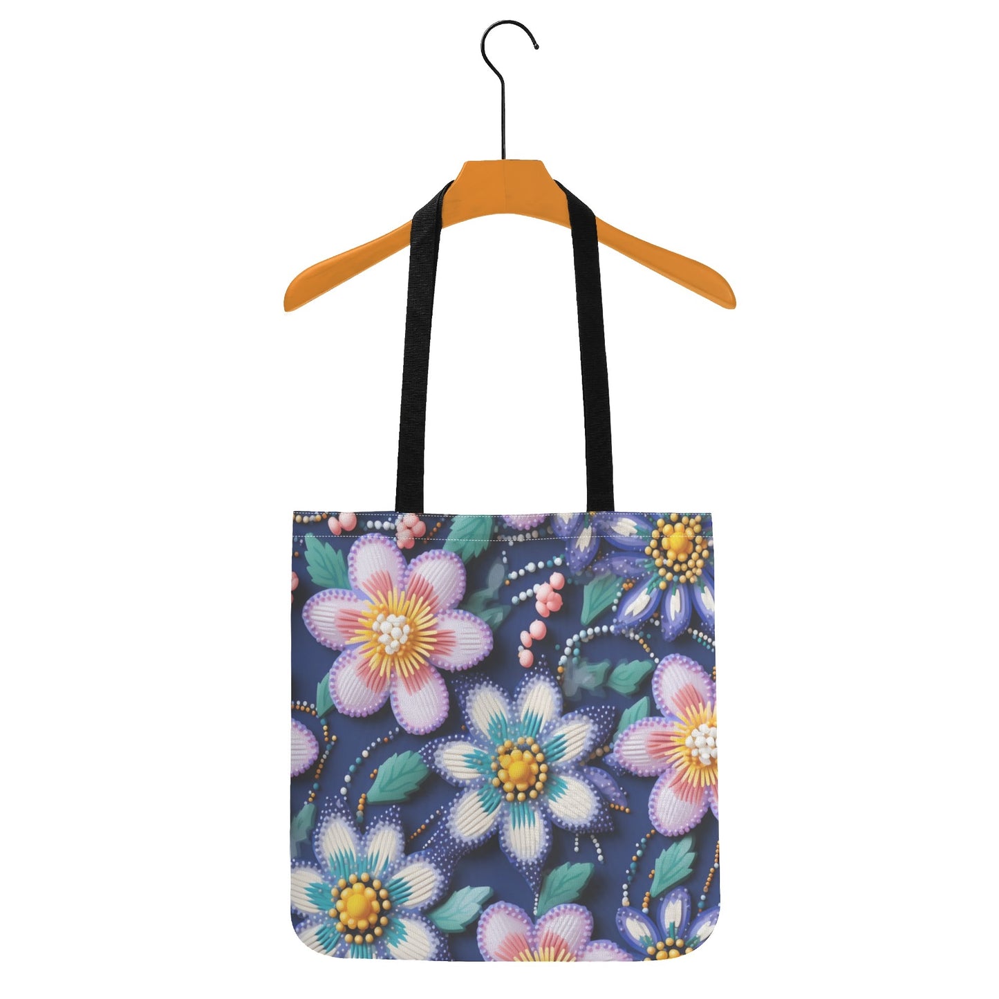 Spring Beaded Print Tote Bag