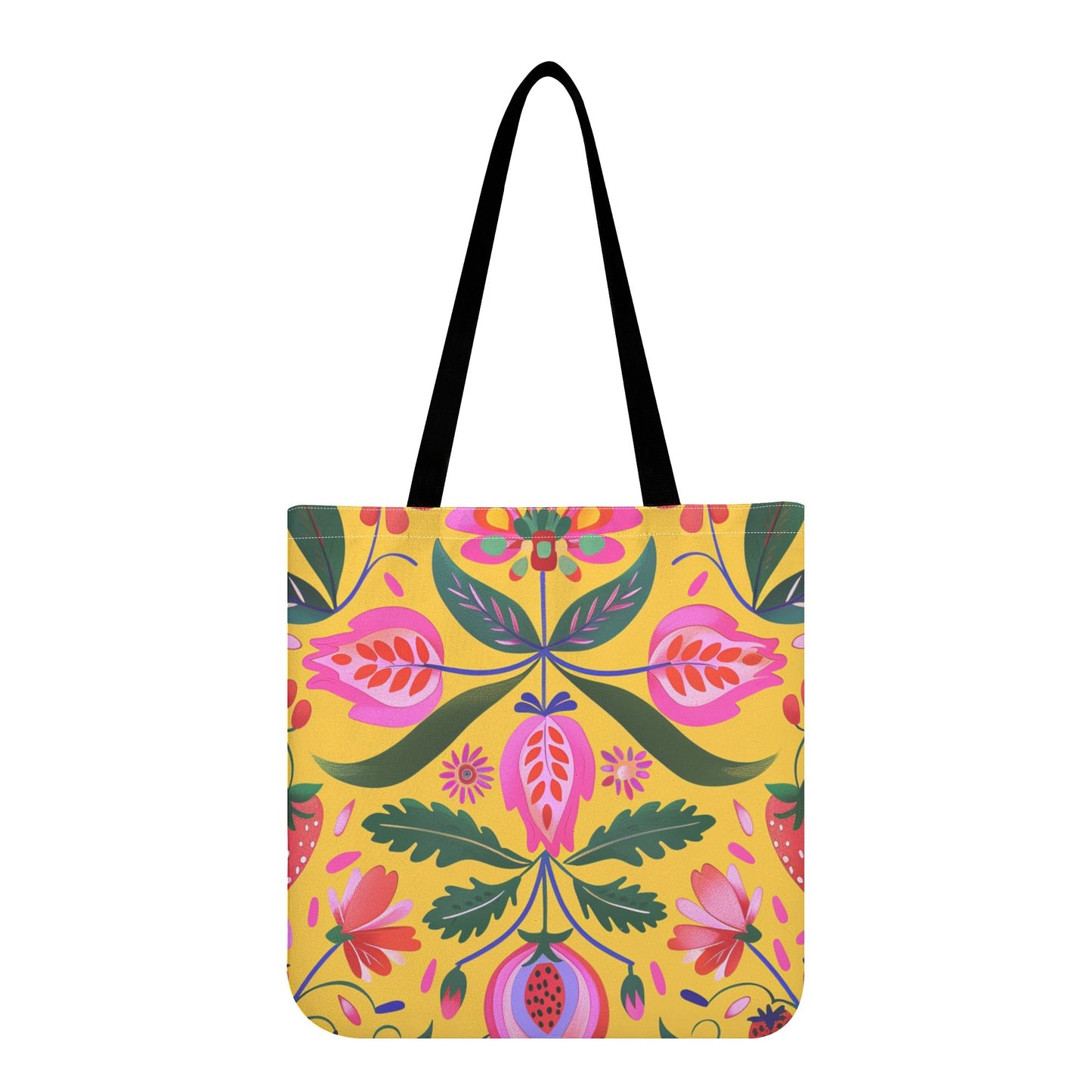 Yellow Floral Print Tote Bag