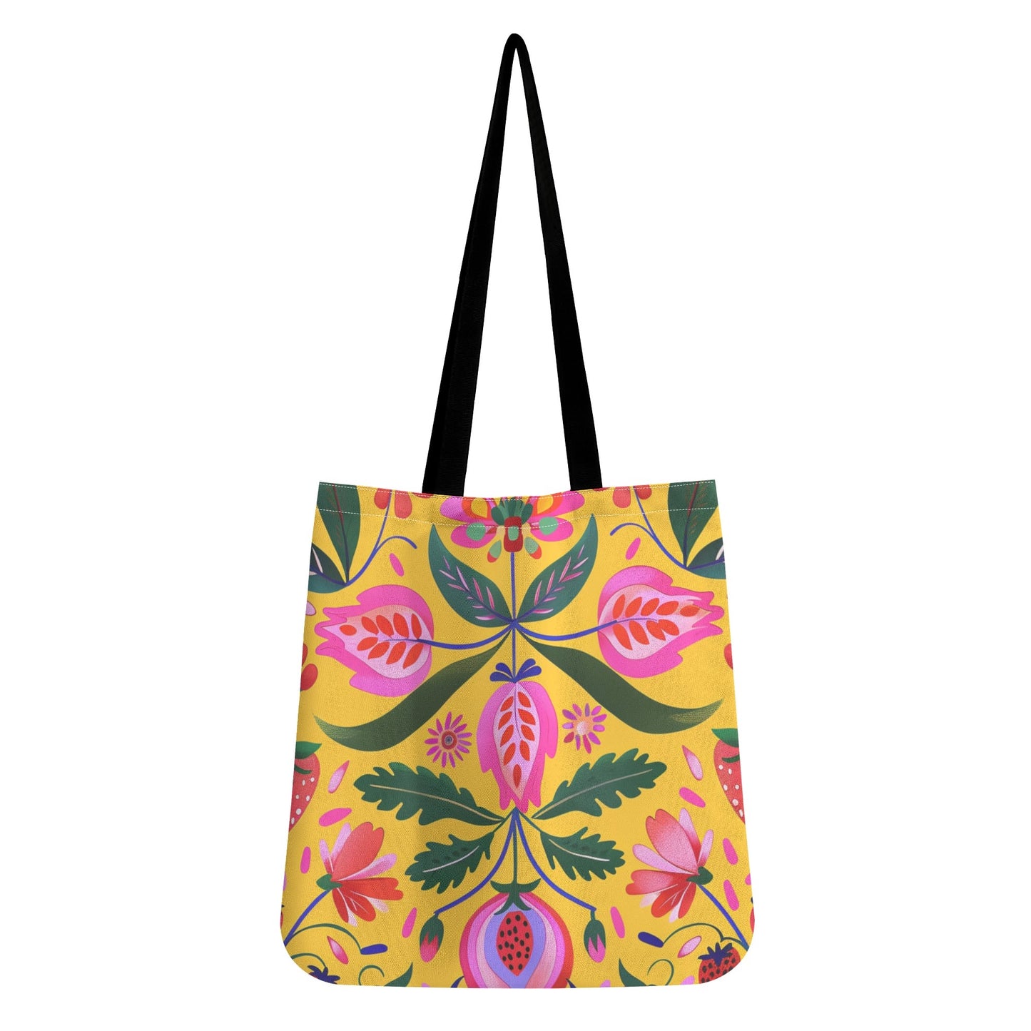 Yellow Floral Print Tote Bag