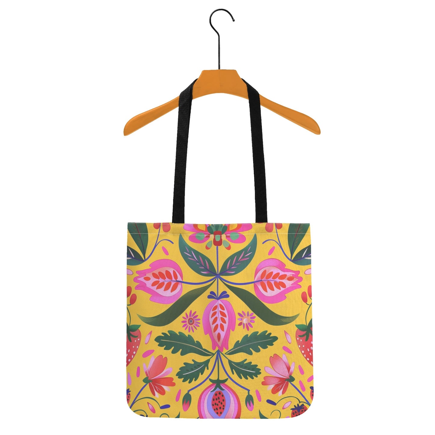 Yellow Floral Print Tote Bag