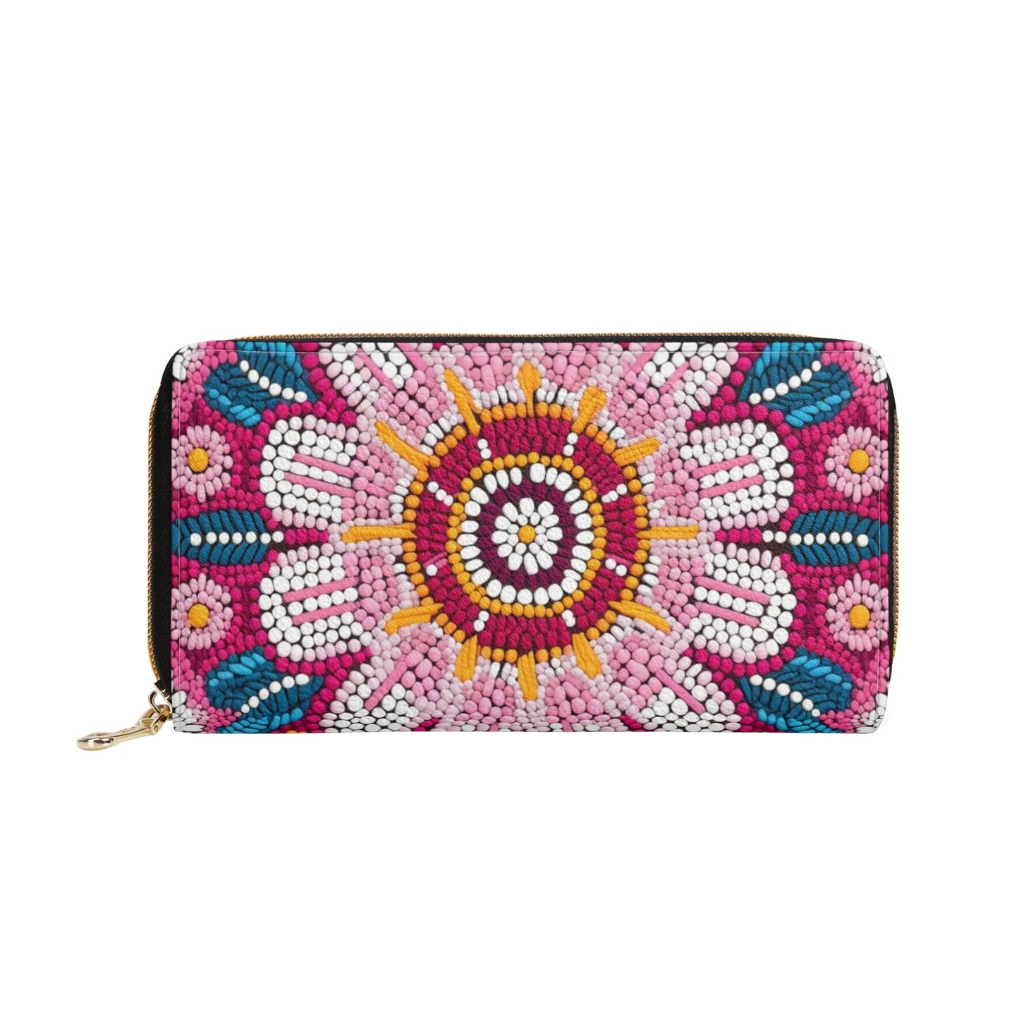 Beaded Flower PU Zipper Wallet