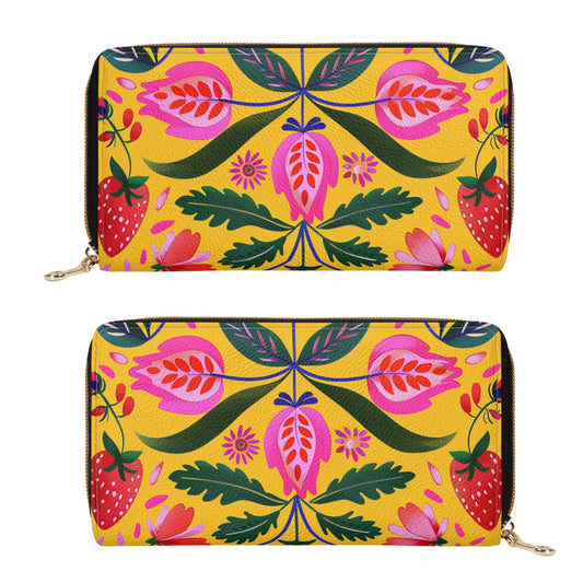 Yellow Floral PU Zipper Wallet