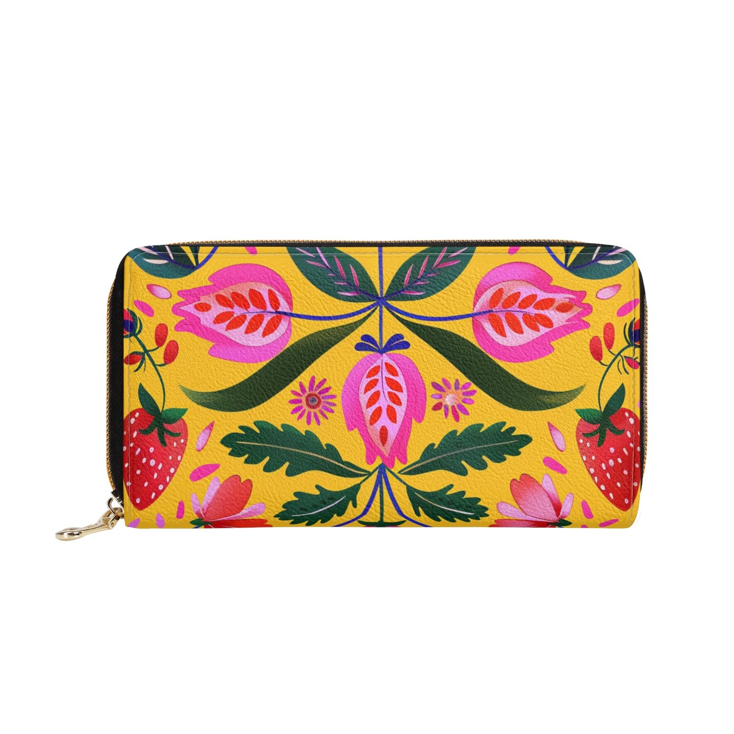 Yellow Floral PU Zipper Wallet